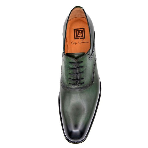 Ugo Vasare "Hudson" Burnished Calfskin Lace-Up Oxford Green