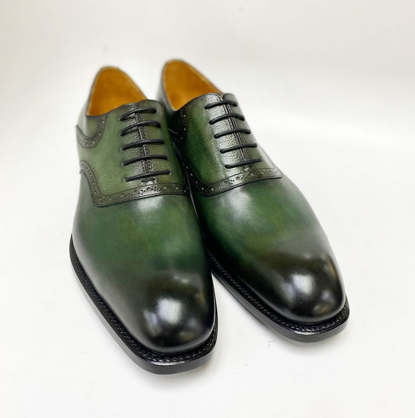 Ugo Vasare "Hudson" Burnished Calfskin Lace-Up Oxford Green