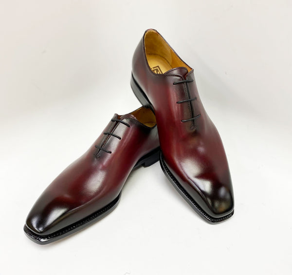 Ugo Vasare "Jason Sr" Burnished Calfskin Lace-Up Oxford Burgundy