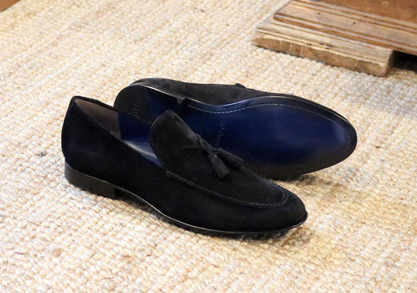 Jean Pierre Suede Tasseled Loafer - Black