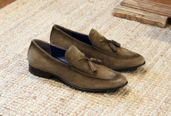 Jean Pierre Suede Tasseled Loafer - Olive