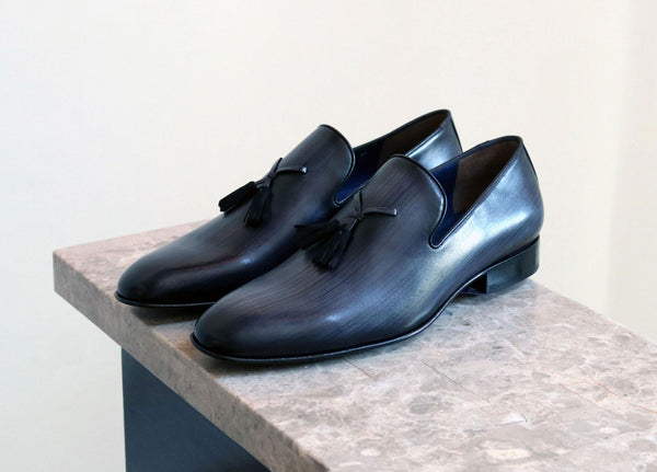 Jean Pierre Calfskin Tasseled Loafer - Black