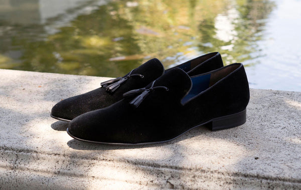 Jean Pierre Velvet Tasseled Loafer - Black