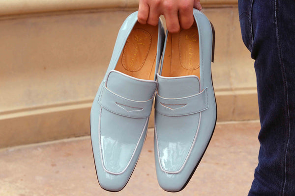 C&E Shoes Calfskin Penny Loafer - Grey
