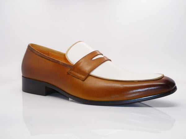 Maurice Calfskin Spectator Loafer - Tan/Bone