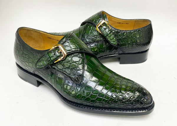 Ugo Vasare Alligator Monkstrap - Green