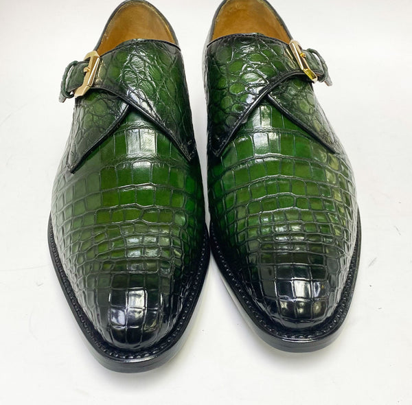 Ugo Vasare Alligator Monkstrap - Green
