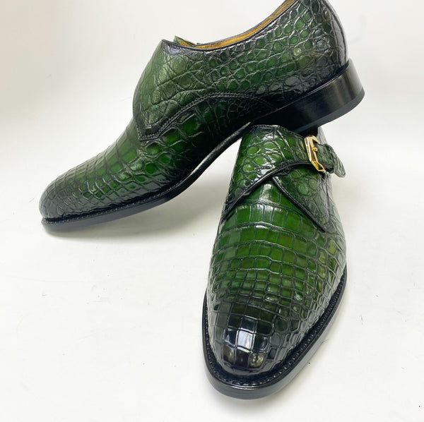 Ugo Vasare Alligator Monkstrap - Green
