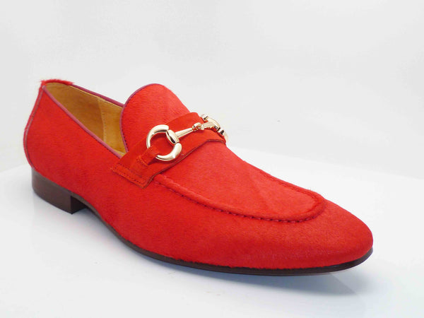 C&E Shoes Carrucci Pony Hair Loafer - Red