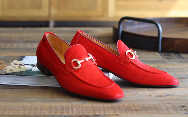 C&E Shoes Carrucci Pony Hair Loafer - Red