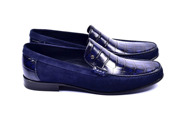 Corrente Crocodile Calfskin Loafer - Navy