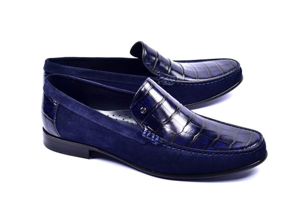 Corrente Crocodile Calfskin Loafer - Navy