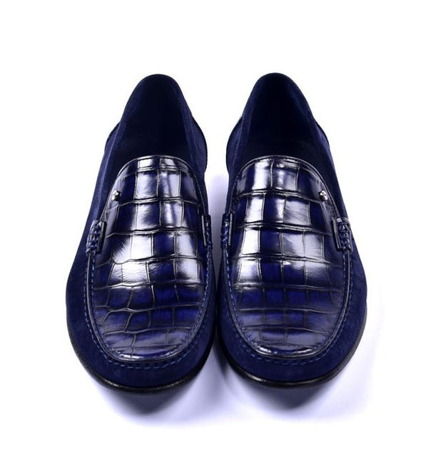 Corrente Crocodile Calfskin Loafer - Navy