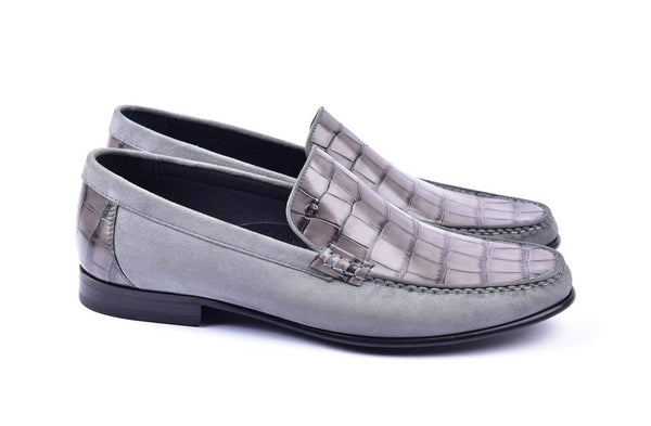 Corrente Crocodile Calfskin Loafer - Grey