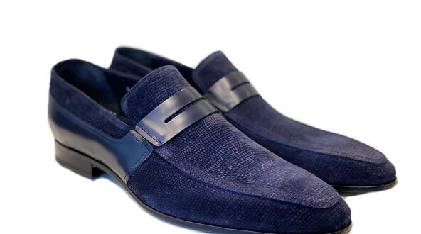 Corrente Suede Penny Loafer - Navy