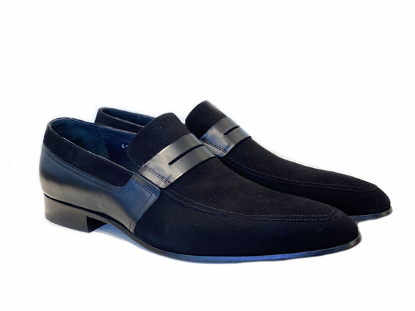 Corrente Suede Penny Loafer - Black