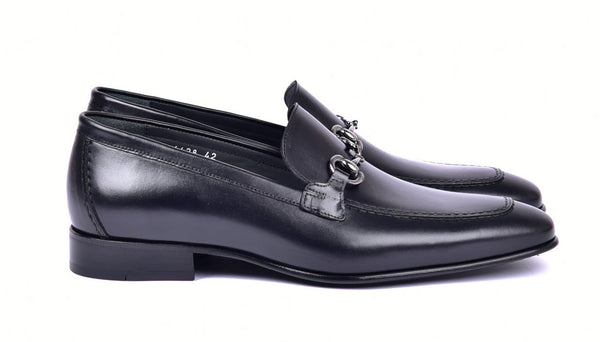 Corrente Leather Buckle Loafer - Black