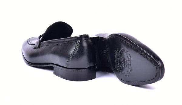 Corrente Leather Buckle Loafer - Black