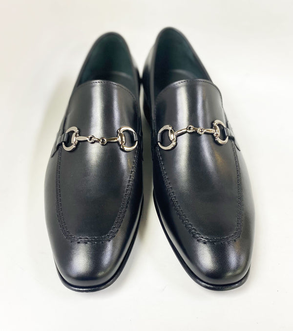 Corrente Leather Buckle Loafer - Black