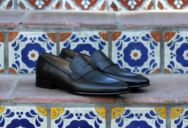 Corrente Lambskin Penny Loafer  - Black