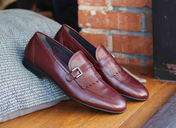 Corrente Deerskin Slip-On Loafer - Burgundy