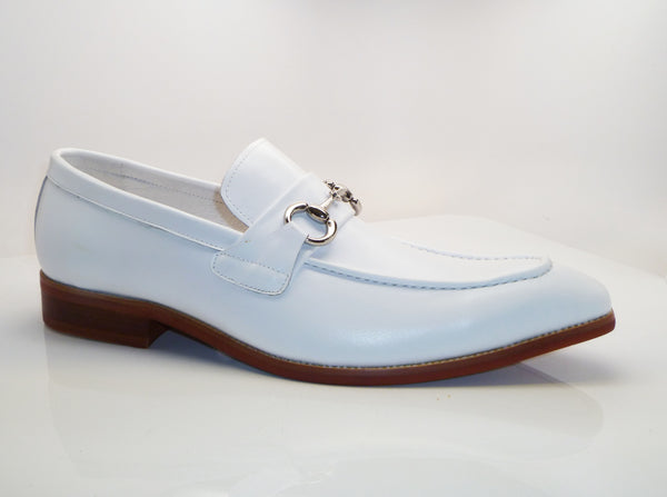 Carrucci Calfskin Horsebit Loafer - White