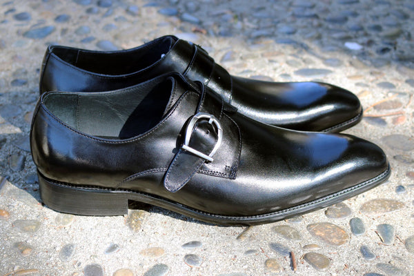 Carrucci Calfskin Monkstrap - Black