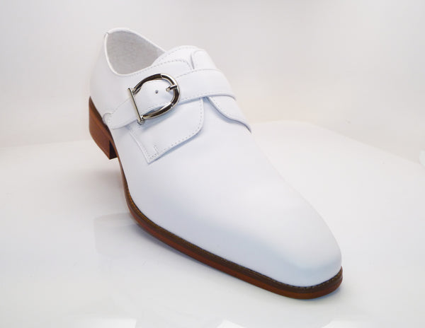 Carrucci Monkstrap Calfskin Shoe - White