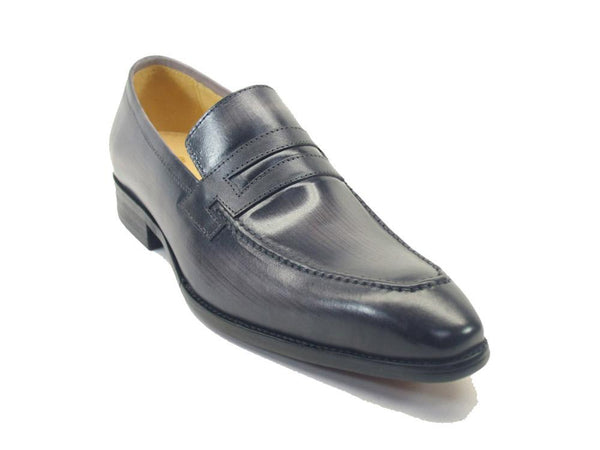 Carrucci  Calfskin Penny Loafer - Grey