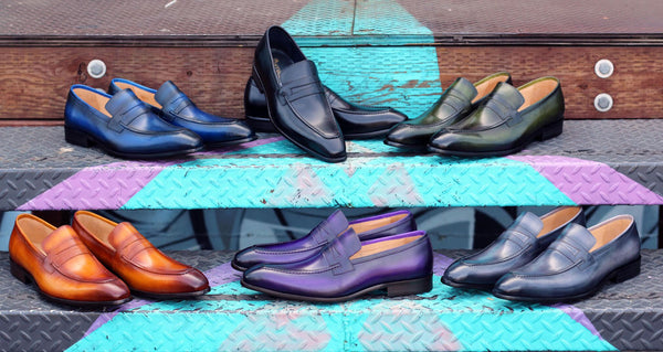 Carrucci Calfskin Penny Loafer - Burgundy