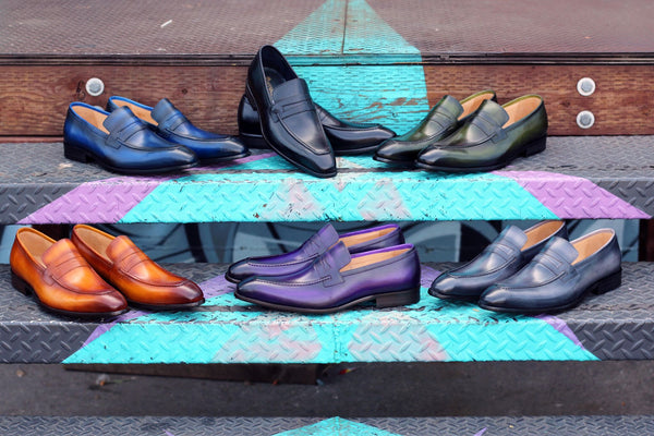 Carrucci  Calfskin Penny Loafer - Grey