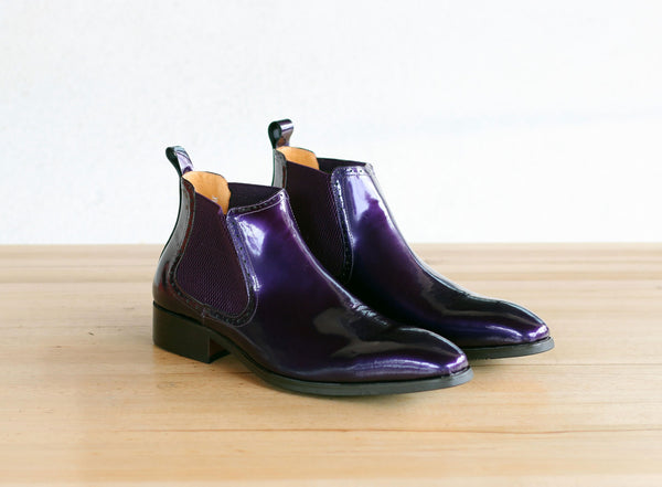 C&E Shoes Calfskin Slip-On Boot - Purple