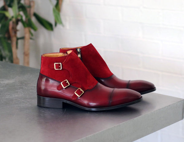 C&E Shoes Calfskin Suede Chukka - Burgundy