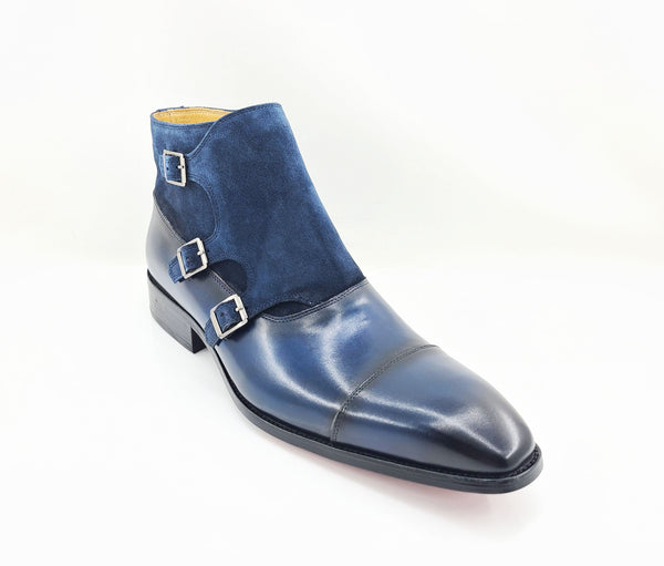 C&E Shoes Calfskin Suede Chukka - Navy