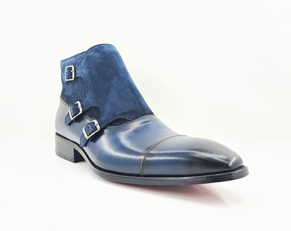 C&E Shoes Calfskin Suede Chukka - Navy
