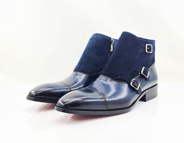 C&E Shoes Calfskin Suede Chukka - Navy