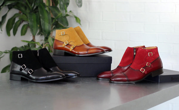 C&E Shoes Calfskin Suede Chukka - Cognac