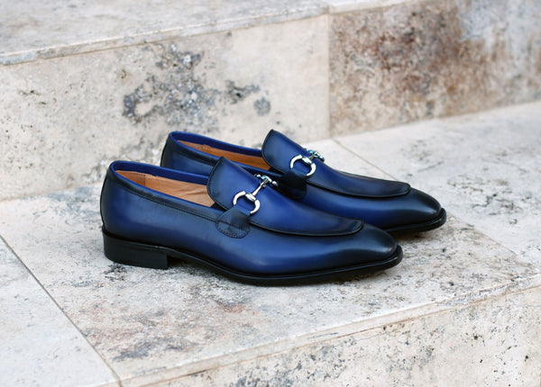 Carrucci Calfskin Loafer - Blue