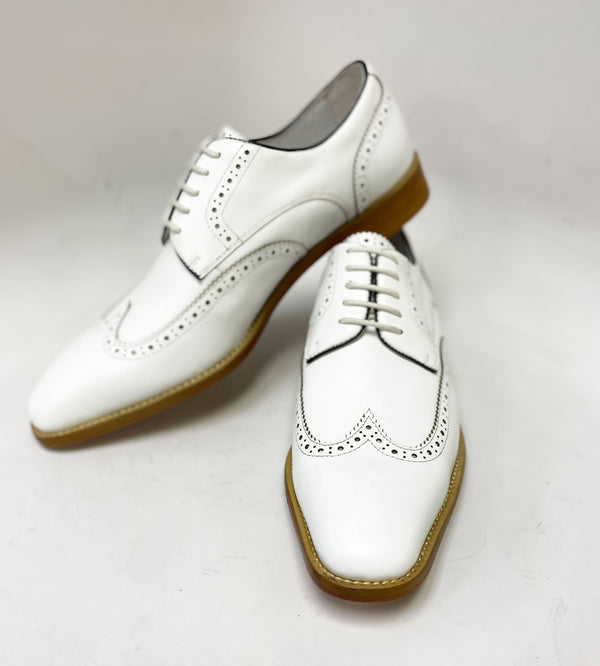 C&E Shoes Leather Lace-Up Shoe - White