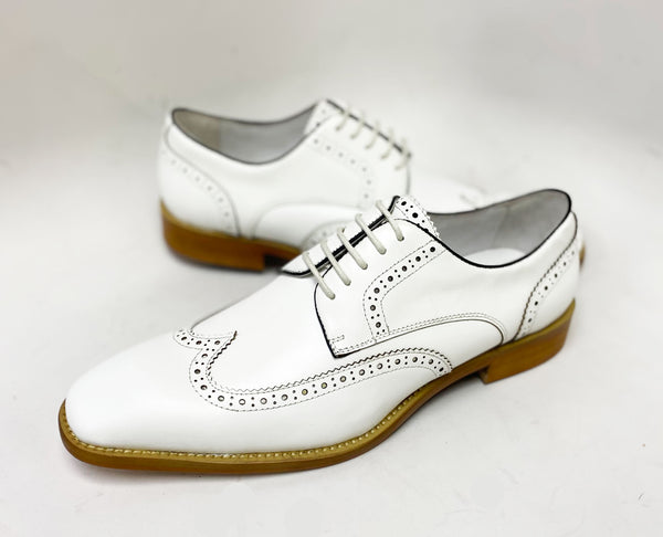 C&E Shoes Leather Lace-Up Shoe - White