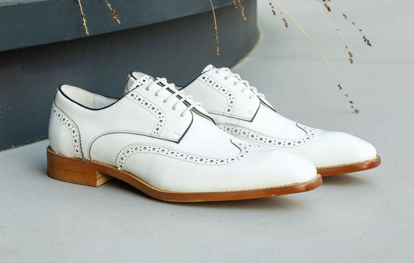 C&E Shoes Leather Lace-Up Shoe - White