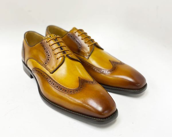 C&E Shoes Leather Lace-Up Shoe - Tan/Cognac