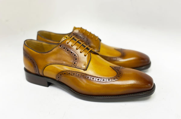 C&E Shoes Leather Lace-Up Shoe - Tan/Cognac