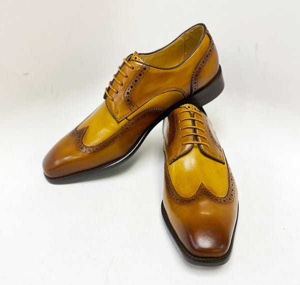 C&E Shoes Leather Lace-Up Shoe - Tan/Cognac