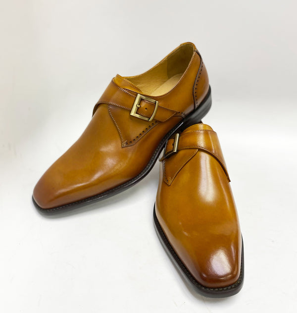 C&E Shoes Leather Monkstrap - Cognac