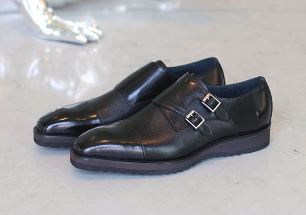 Maurice Calfskin Monkstrap Shoe - Black