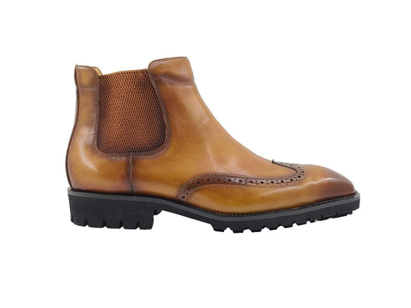 C&E Shoes Burnished Calfskin Chelsea Boot - Cognac