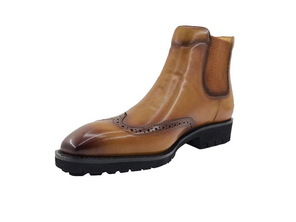 C&E Shoes Burnished Calfskin Chelsea Boot - Cognac