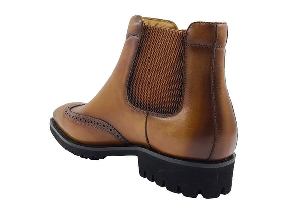 C&E Shoes Burnished Calfskin Chelsea Boot - Cognac