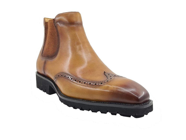C&E Shoes Burnished Calfskin Chelsea Boot - Cognac